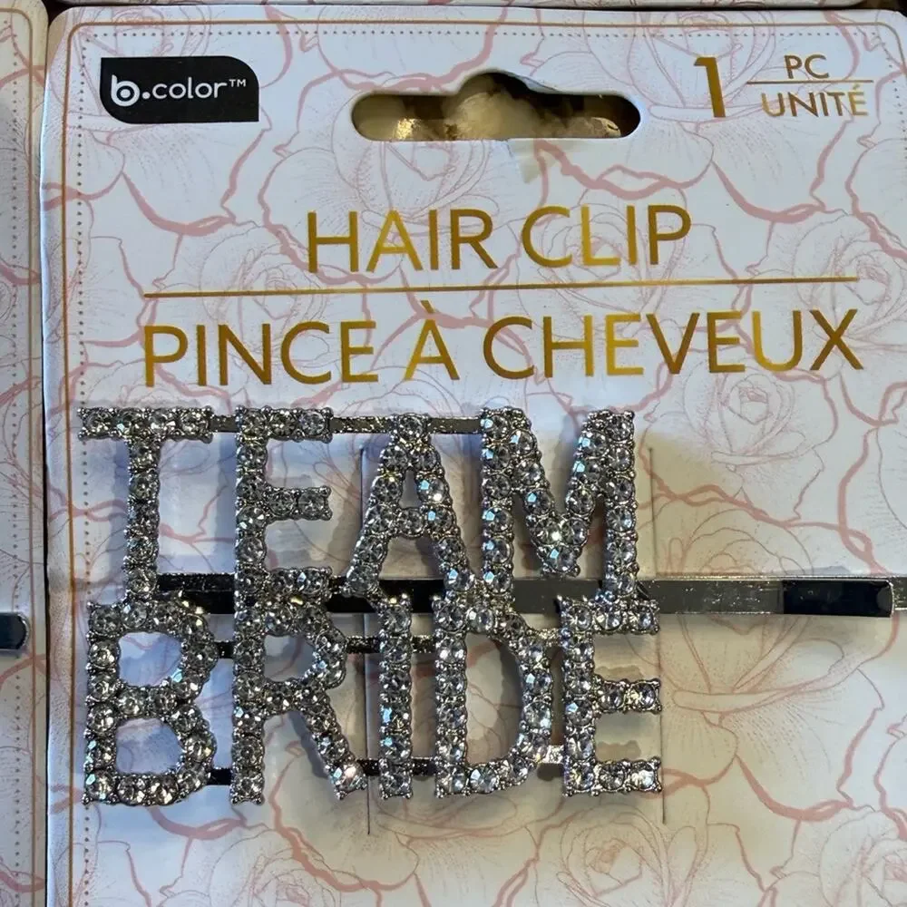Team Bride Nail Files (4) & Rhinestone Hair Clips - Bride (1) & Team Bride (3)